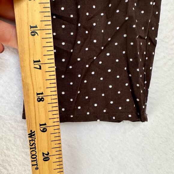 Charter Club Brown Polka Dot Tunic Blouse Womens L Peasant Boho Ruffle Twee Soft - Picture 11 of 12